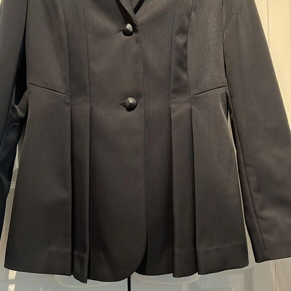 Calvin Klein Black‎ Lined Front Box Pleats Button Closure Blazer Size 8 - Picture 4 of 12